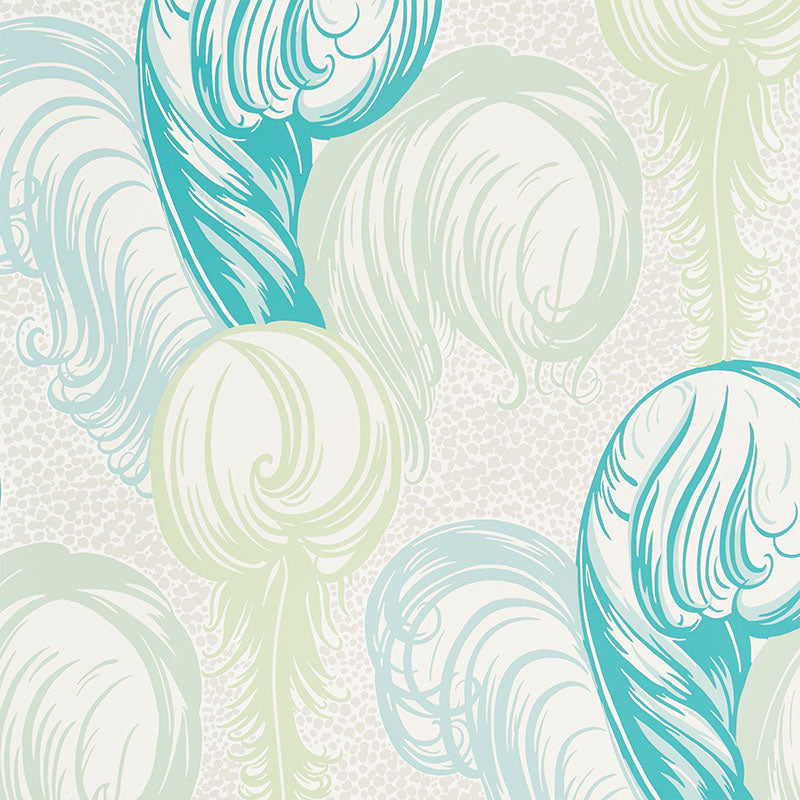 Plumes fabric in peacock color - pattern number 5009152 - by Schumacher in the Fashion Forward collection