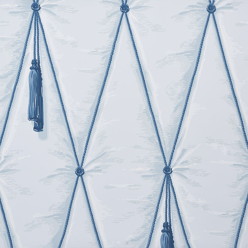 Drapery fabric in blue color - pattern number 5009162 - by Schumacher in the Trompe L Oeil collection