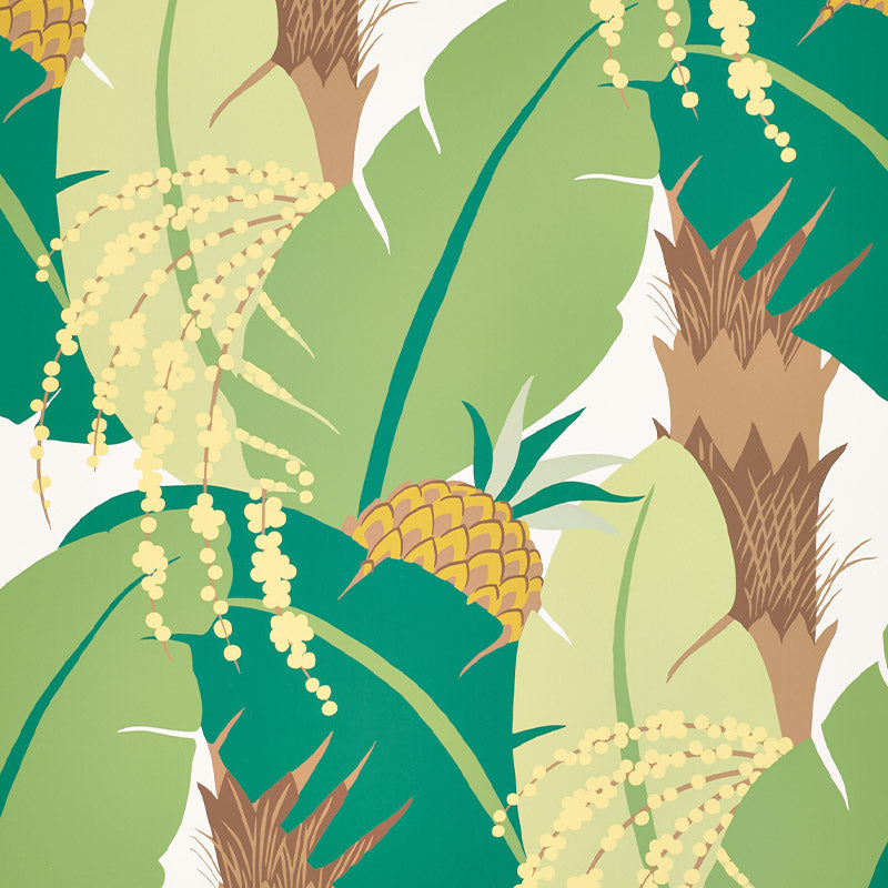 Ananas wallpaper in palm color - pattern number 5009173 - by Schumacher in the Tropicana collection