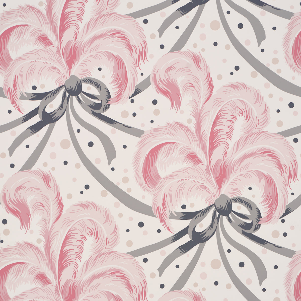 Plumes Et Rubans wallpaper in blush color - pattern number 5009181 - by Schumacher in the Fashion Forward collection
