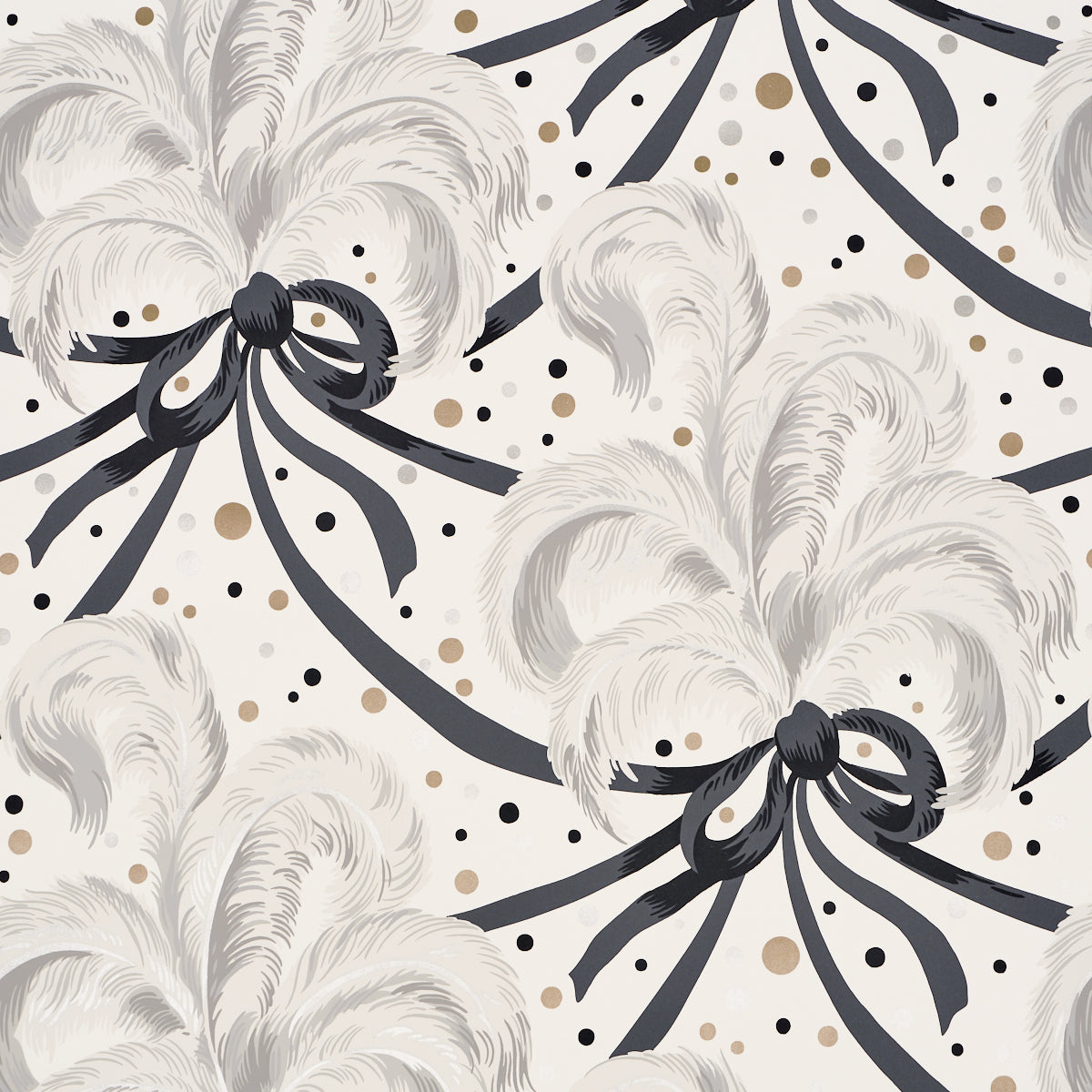 Plumes Et Rubans fabric in champagne color - pattern number 5009182 - by Schumacher in the Fashion Forward collection