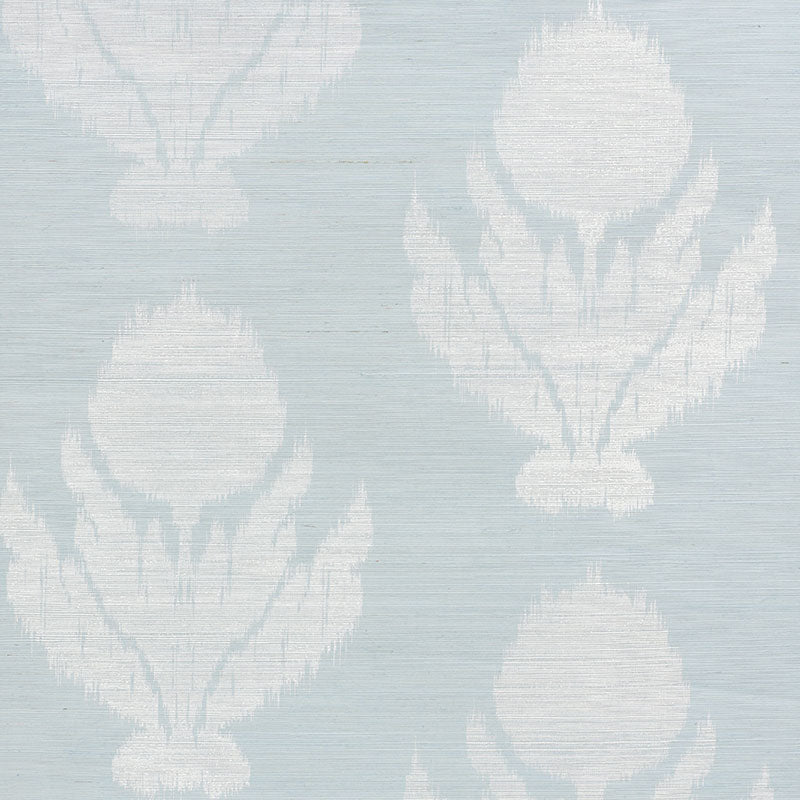 Agra Sisal wallpaper in sky color - pattern number 5009280 - by Schumacher in the Printed and Embellished Wallcoverings collection