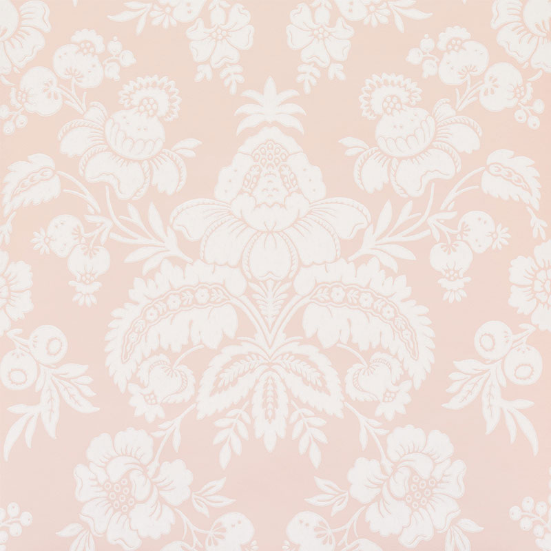 Simone Damask wallpaper in blush color - pattern number 5009611 - by Schumacher in the New Traditional collection