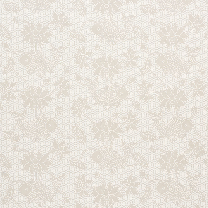 Lotus Batik fabric in natural color - pattern number 5009750 - by Schumacher in the Nautilus collection