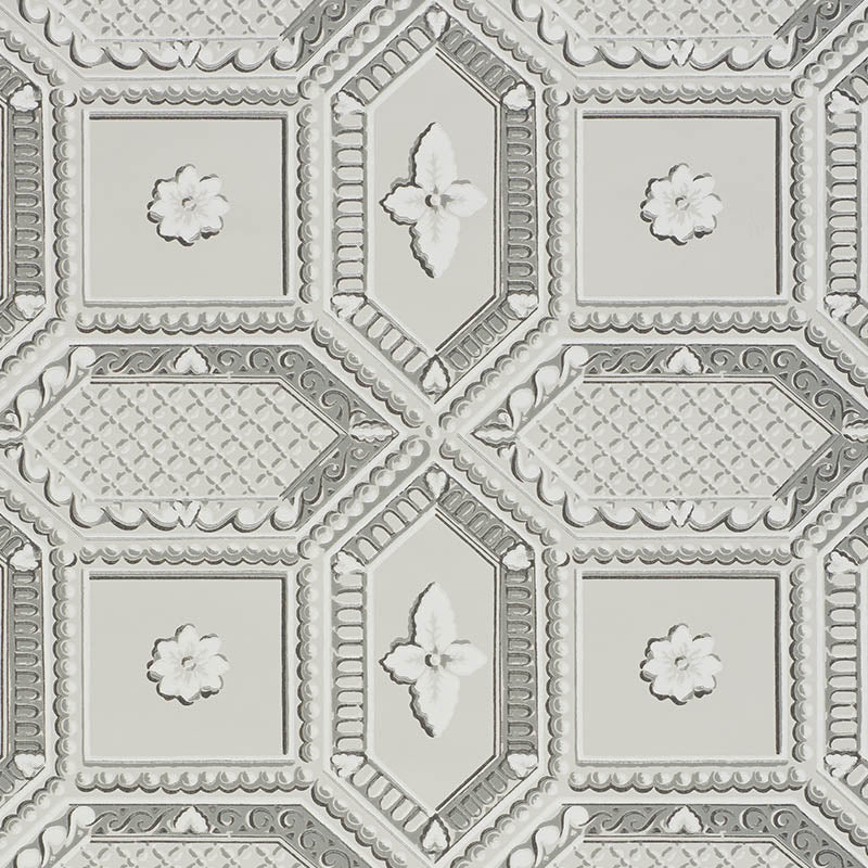 Lacunaria fabric in dove color - pattern number 5009900 - by Schumacher in the Trompe L Oeil collection