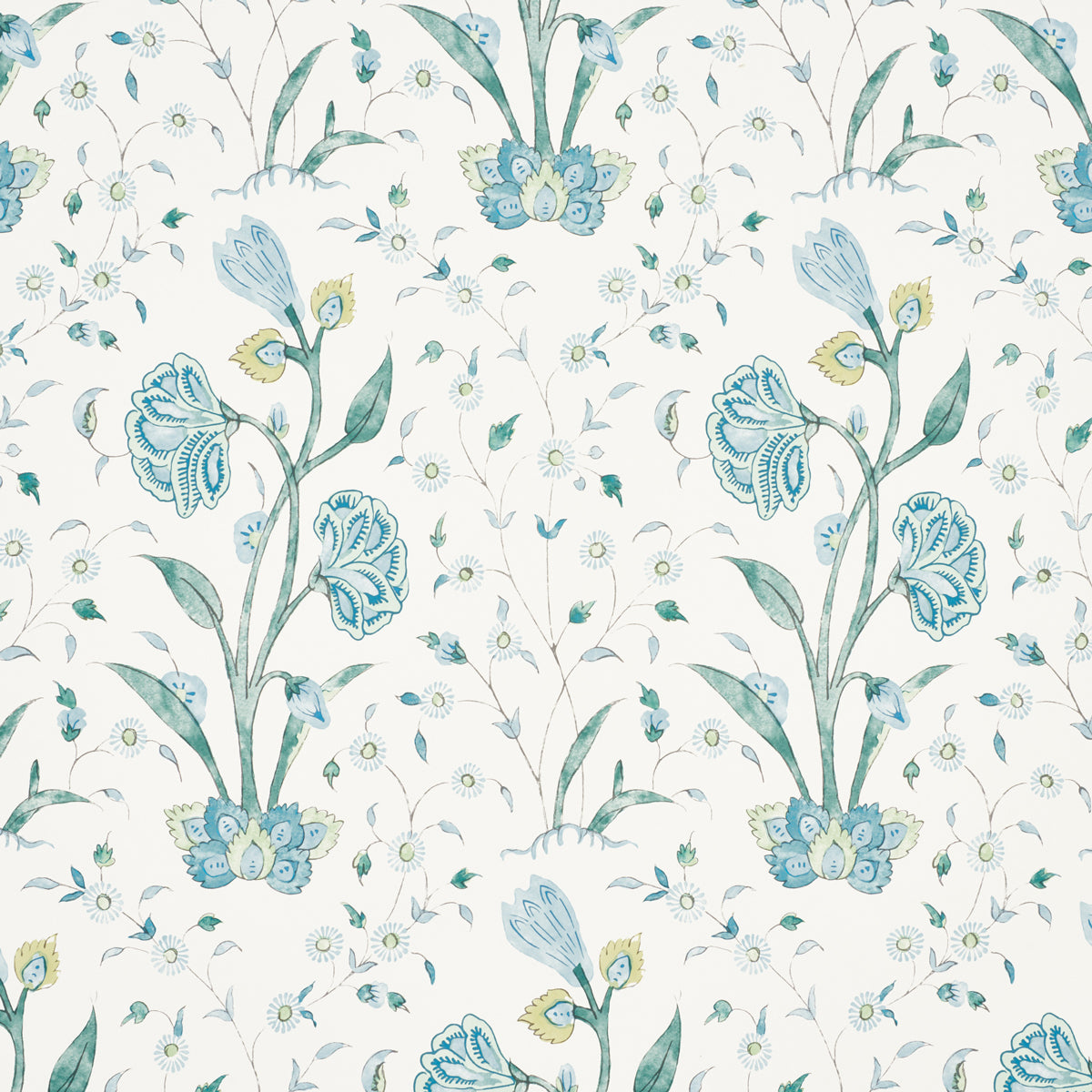 Khilana Floral Peacock 5009952 Wallpaper by Schumacher - Wallpapers To Go