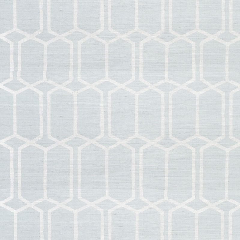 Modern Trellis Sisal wallpaper in sky color - pattern number 5010100 - by Schumacher in the Textured Wallcoverings and Printed Grasscloths collection
