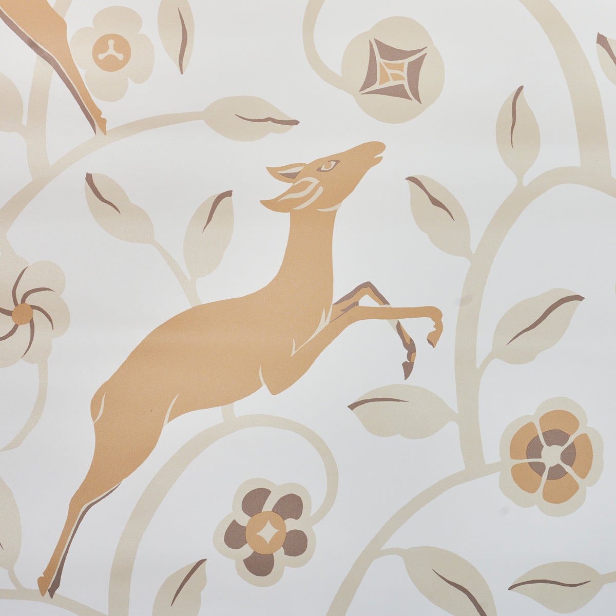 Les Gazelles Au Bois Vinyl fabric in natural color - pattern number 5010141 - by Schumacher in the Signature Schumacher collection