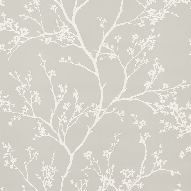 Twiggy Vinyl fabric in soft grey color - pattern number 5010152 - by Schumacher in the Silver Lining Performance Wallcoverings collection