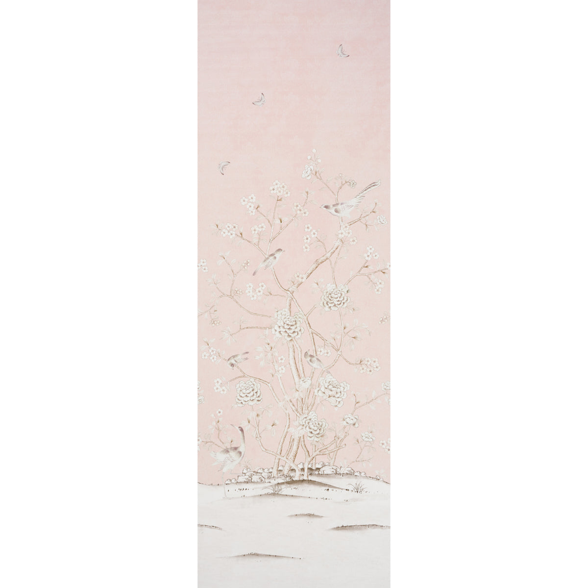 Chinois Palais Vinyl Panel fabric in blush color - pattern number 5010160 - by Schumacher in the Silver Lining Performance Wallcoverings collection