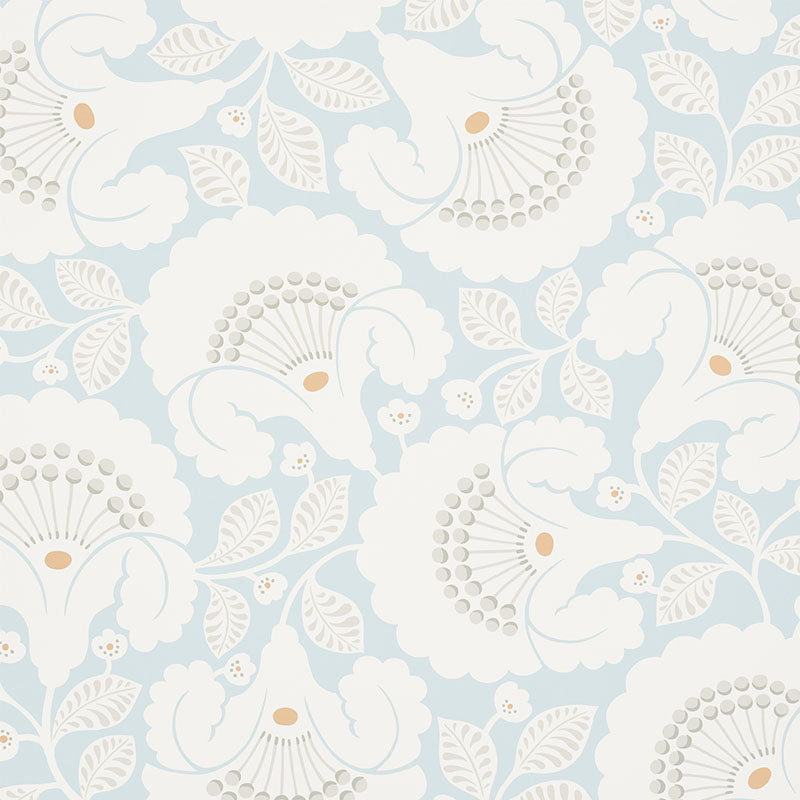 Jackie wallpaper in sky color - pattern number 5010371 - by Schumacher in the Wallflowers collection