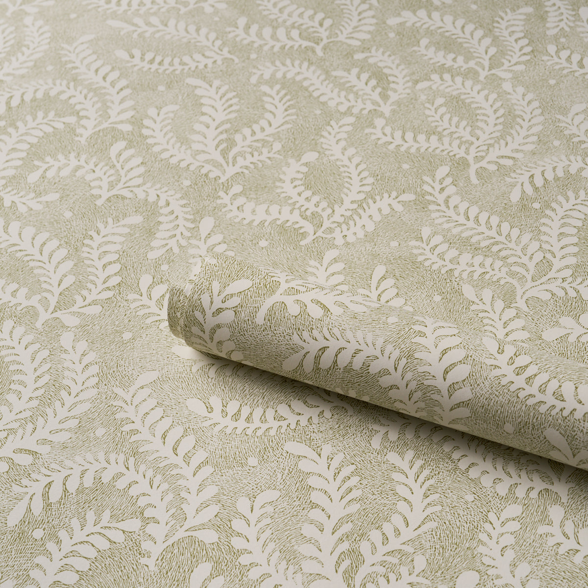 Etched Fern Wallpaper in green color - pattern number 5010383 - by Schumacher in the Perennial Favorites collection