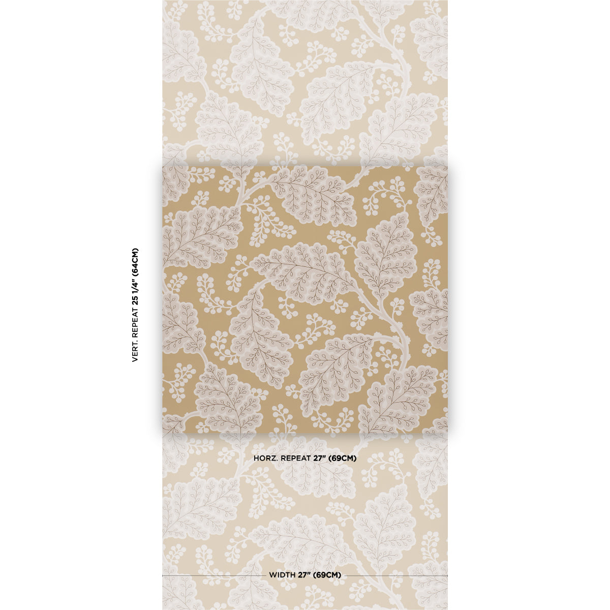 Estelle Wallpaper in ochre color - pattern number 5010393 - by Schumacher in the Perennial Favorites collection