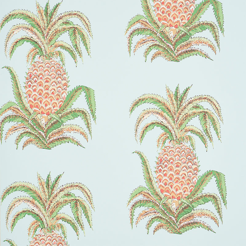 Pineapples fabric in sky color - pattern number 5010450 - by Schumacher in the Signature Schumacher collection