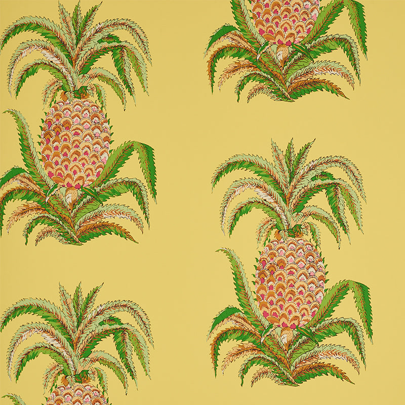Pineapples fabric in yellow color - pattern number 5010452 - by Schumacher in the Signature Schumacher collection