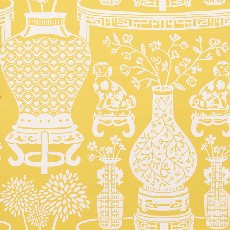 Hellene wallpaper in yellow color - pattern number 5010550 - by Schumacher in the Step Lively collection