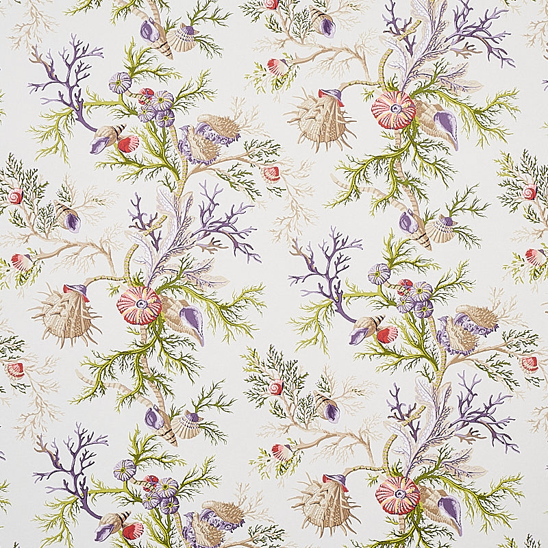 Del Tesoro wallpaper in purple and coral color - pattern number 5010652 - by Schumacher in the Signature Schumacher collection