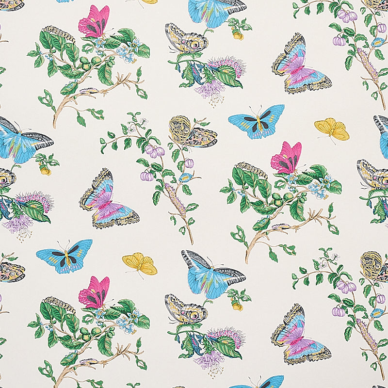 Baudin Butterfly fabric in turquoise color - pattern number 5010691 - by Schumacher in the Signature Schumacher collection
