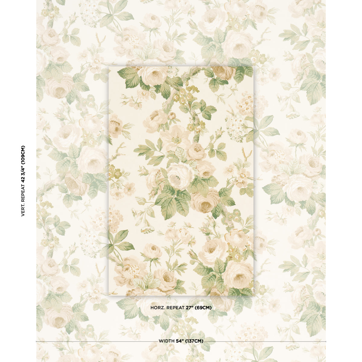 Nancy Floral Wallpaper in Ivory color - pattern number 5010842 - by Schumacher in the Schumacher Classics collection