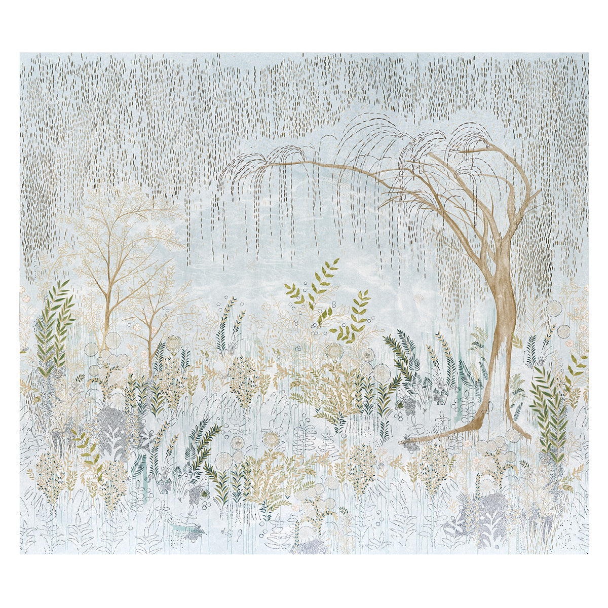 Bisou Panel Set wallpaper in mineral color - pattern number 5010930 - by Schumacher in the Colette Cosentino collection