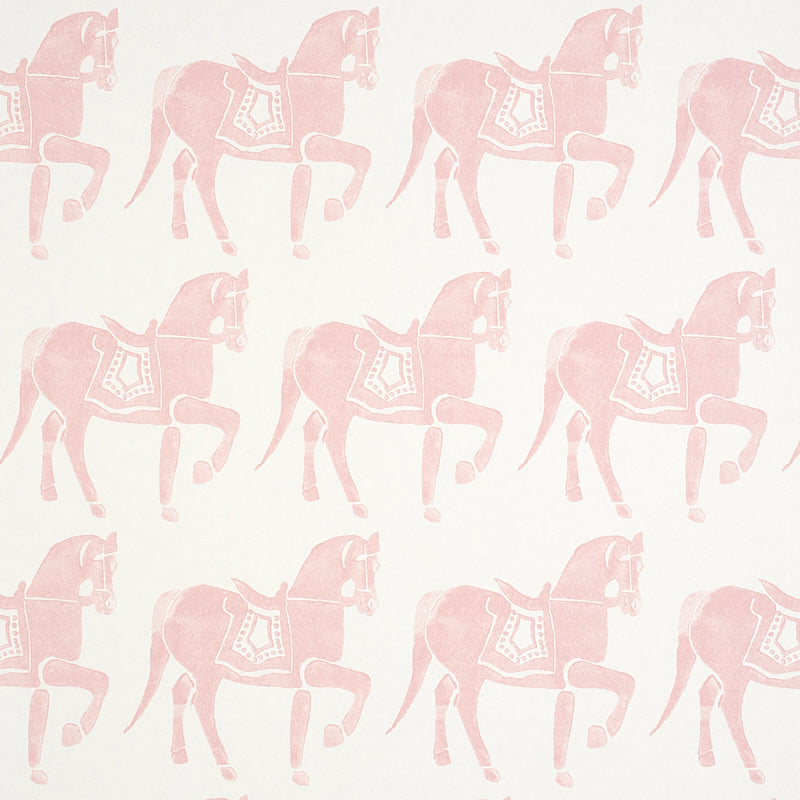 Marwari Horse fabric in pink color - pattern number 5011132 - by Schumacher in the Molly Mahon Prints collection