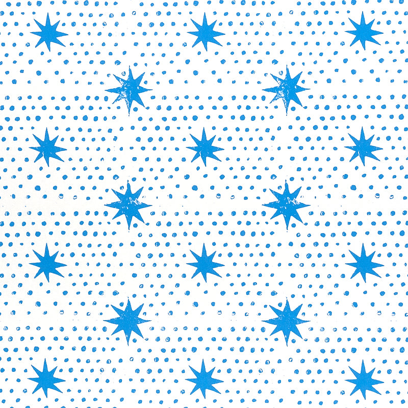 Spot and Star fabric in blue color - pattern number 5011170 - by Schumacher in the Molly Mahon Prints collection