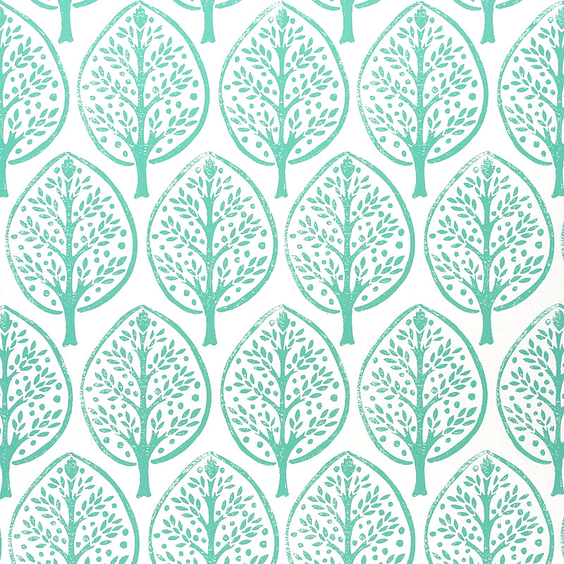 Tree fabric in seaglass color - pattern number 5011180 - by Schumacher in the Molly Mahon Prints collection