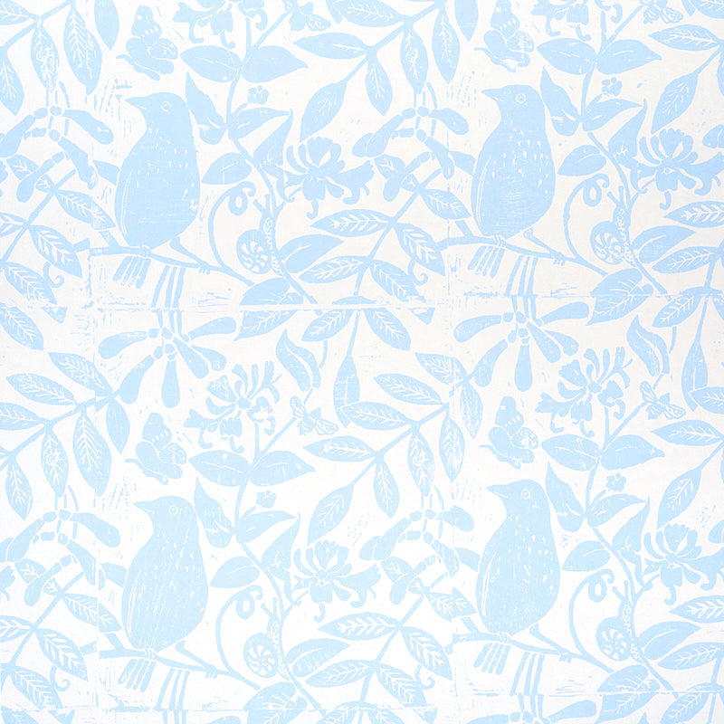 Bird and Bee fabric in sky color - pattern number 5011190 - by Schumacher in the Molly Mahon Prints collection