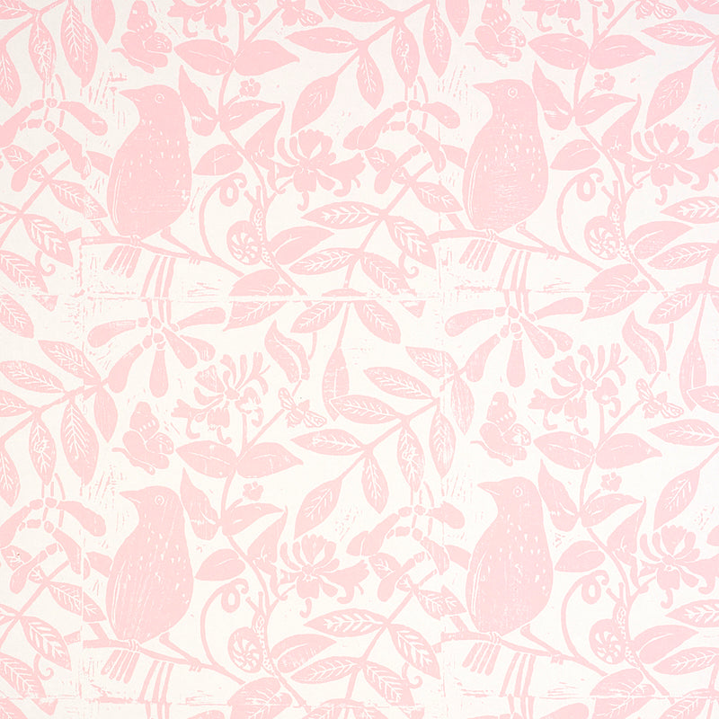 Bird and Bee fabric in pink color - pattern number 5011191 - by Schumacher in the Molly Mahon Prints collection
