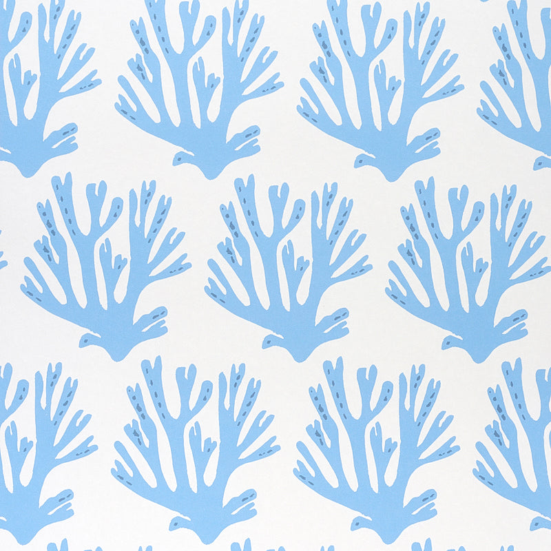 Coral fabric in blue color - pattern number 5011201 - by Schumacher in the Molly Mahon Prints collection