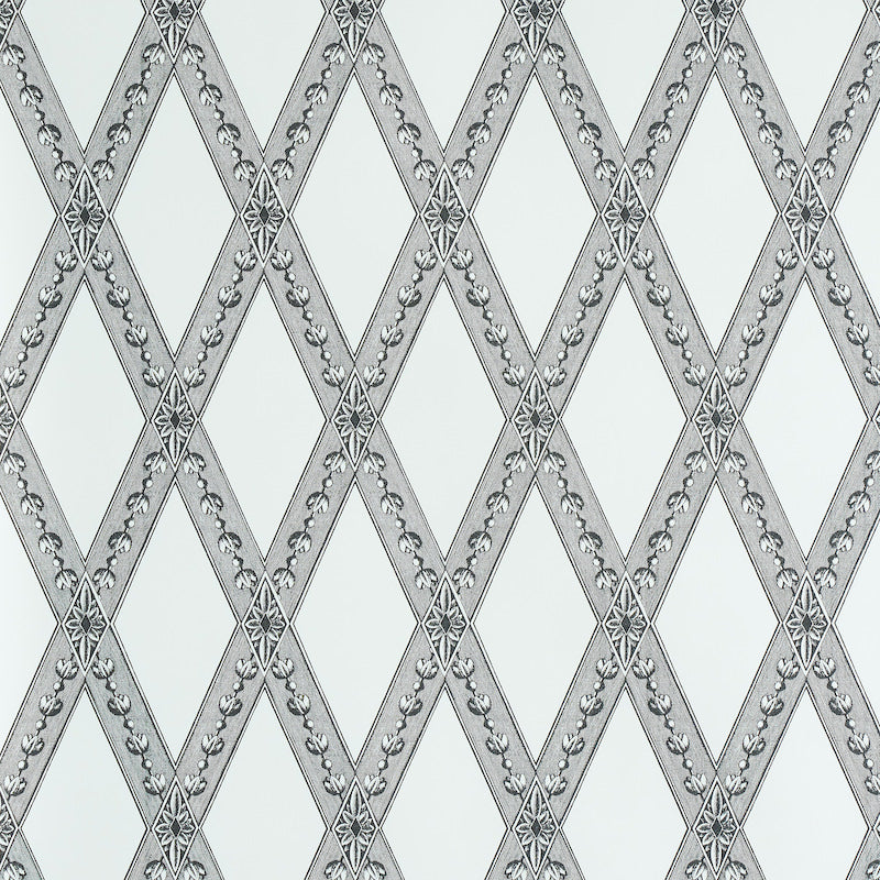Les Losanges Toile fabric in carbon color - pattern number 5011361 - by Schumacher in the Lasersohn Toile Collection collection