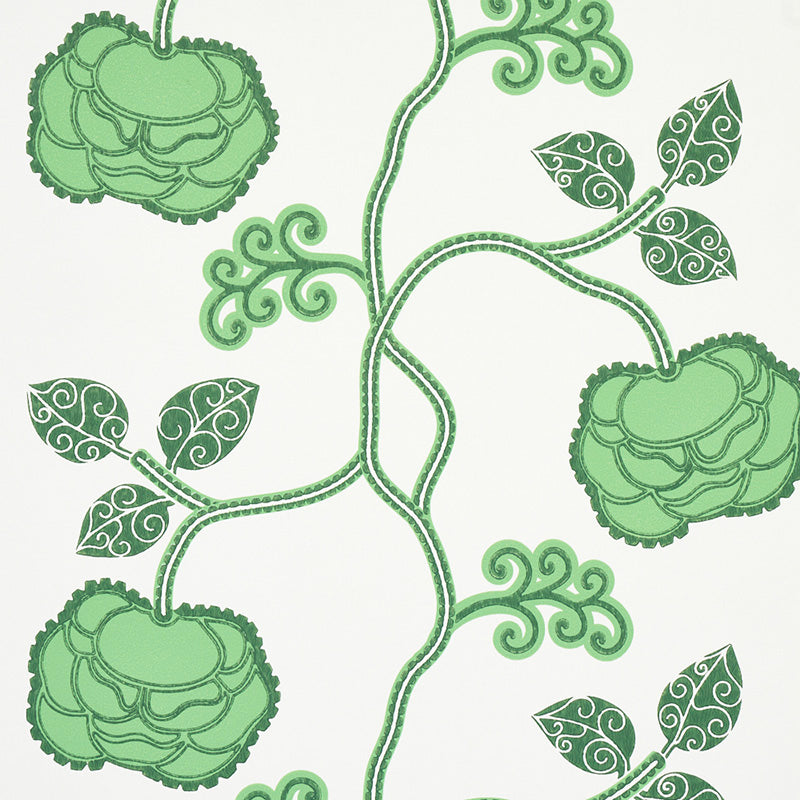 Queen Fruit wallpaper in jade color - pattern number 5011411 - by Schumacher in the Espalier by Neisha Crosland collection