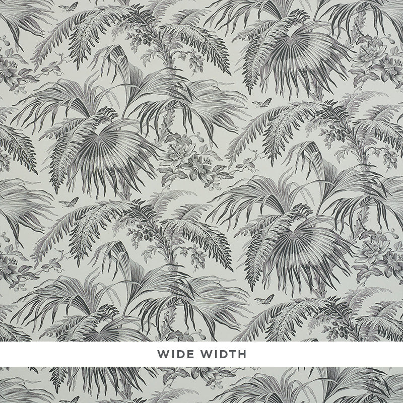 Toile Tropique fabric in black color - pattern number 5011481 - by Schumacher in the Lasersohn Toile Collection collection