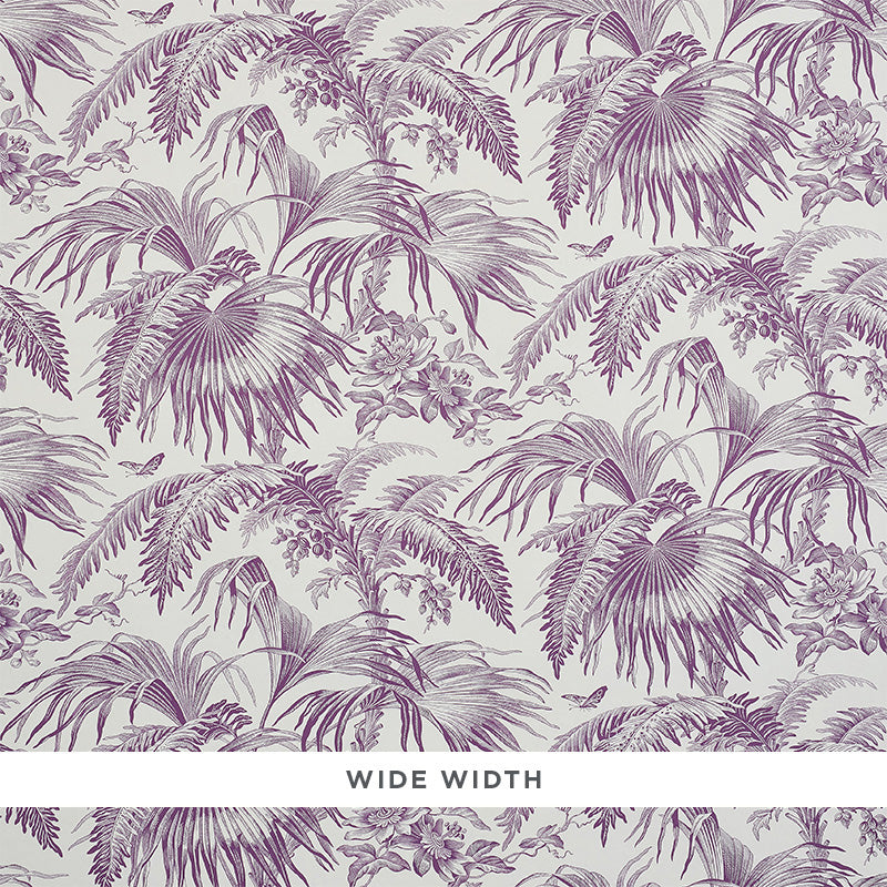 Toile Tropique fabric in purple color - pattern number 5011482 - by Schumacher in the Lasersohn Toile Collection collection