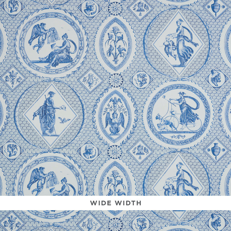 Les Scenes Contemporaines fabric in blue color - pattern number 5011490 - by Schumacher in the Lasersohn Toile Collection collection