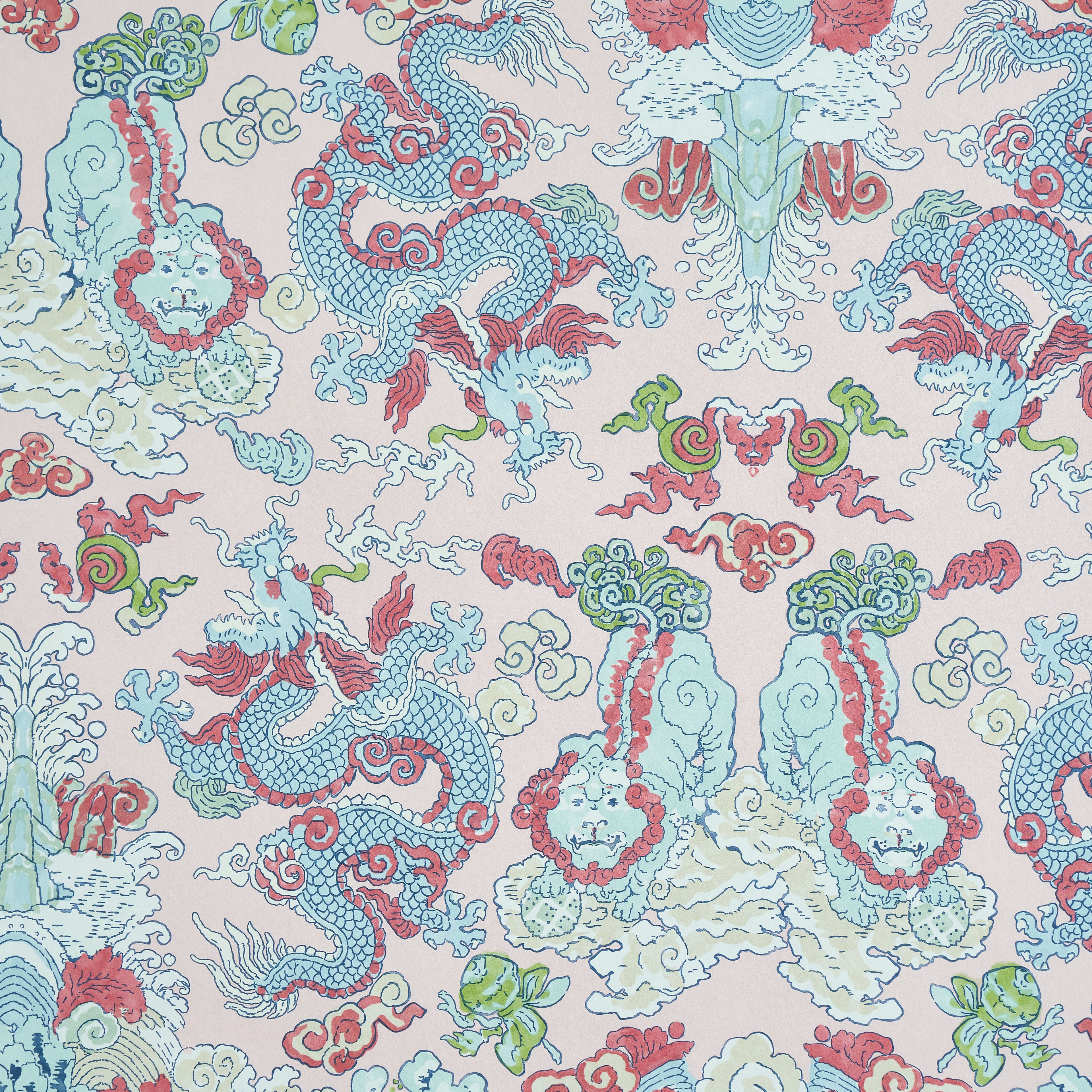 Magic Mountain Dragon fabric in blush color - pattern number 5011591 - by Schumacher in the Perennial Favorites collection