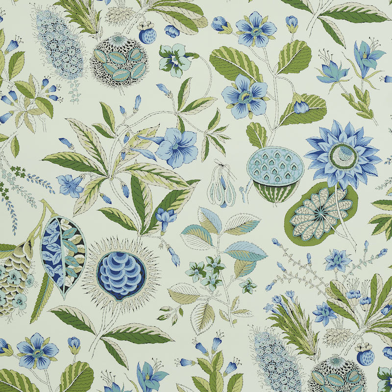 Roca Redonda fabric in blue and ivory color - pattern number 5011620 - by Schumacher in the Perennial Favorites collection