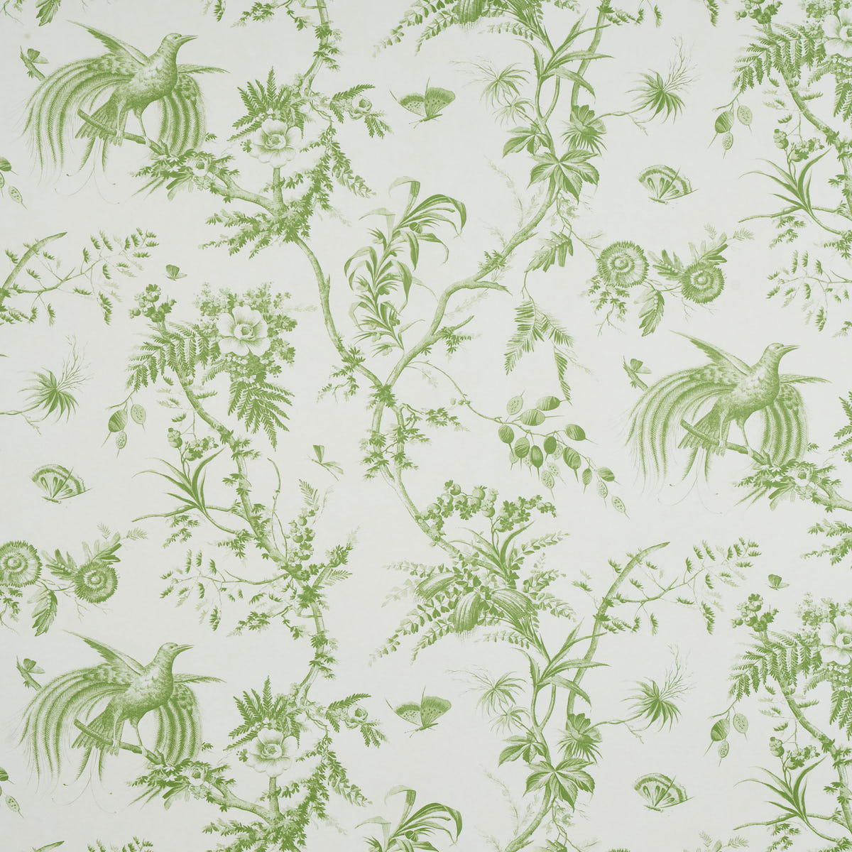 Toile De La Prairie fabric in green color - pattern number 5011710 - by Schumacher in the Lasersohn Toile Collection collection