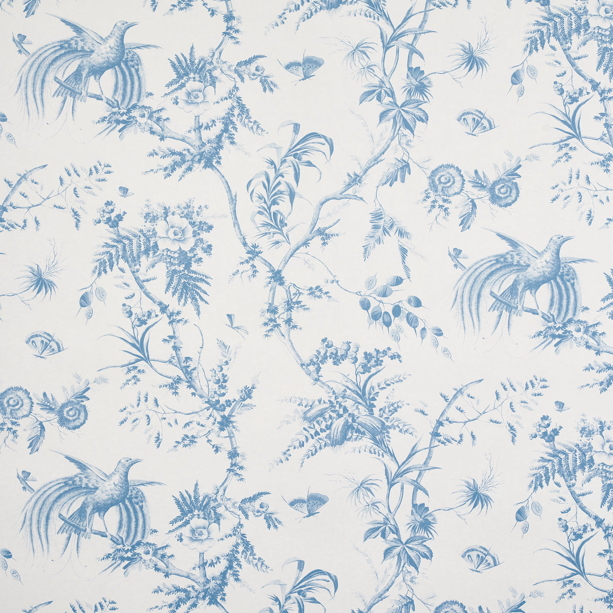 Toile De La Prairie fabric in blue color - pattern number 5011711 - by Schumacher in the Lasersohn Toile Collection collection