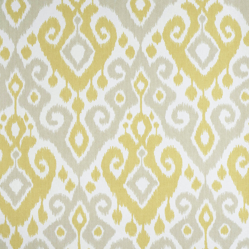 Dedra Damask fabric in yellow and stone color - pattern number 5011761 - by Schumacher in the Perennial Favorites collection
