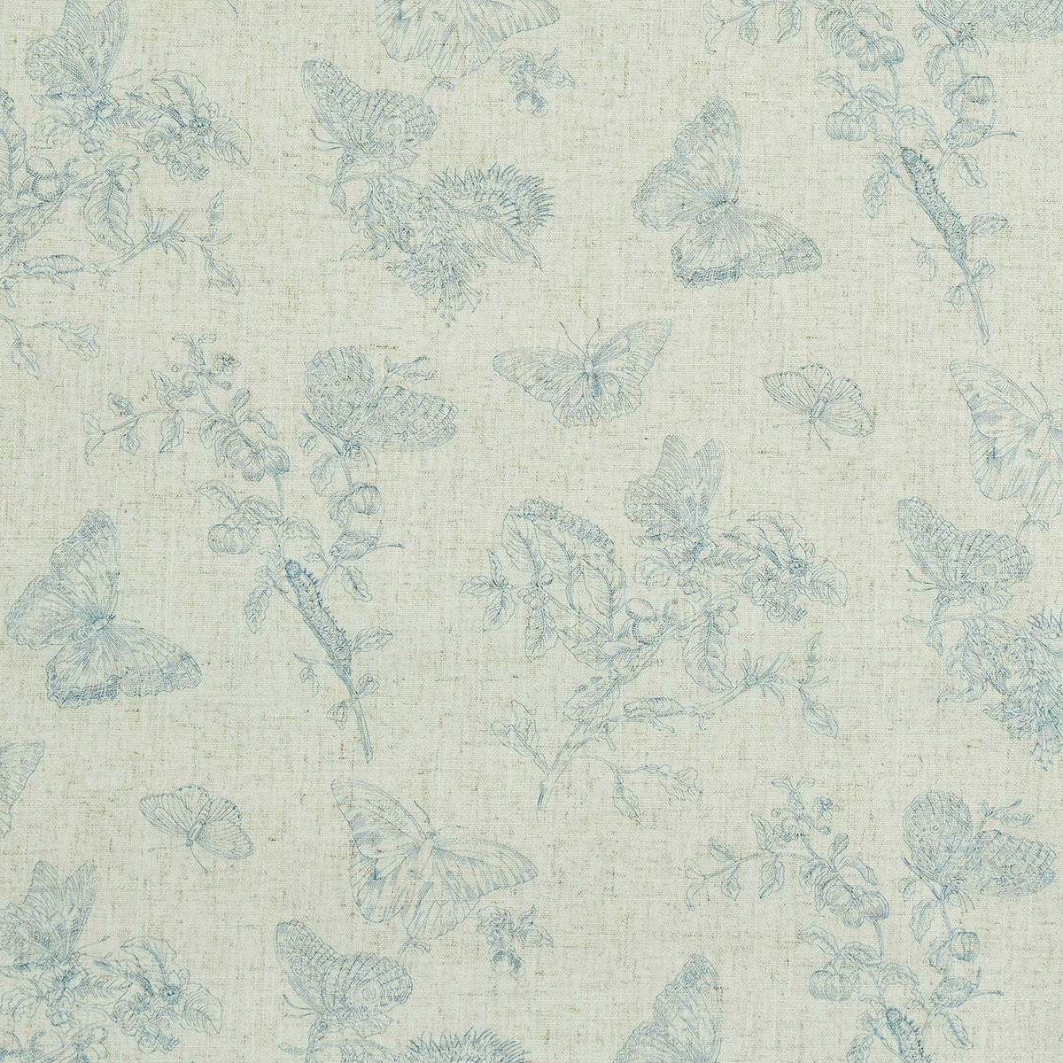 Baudin Butterfly Linen wallpaper in blue color - pattern number 5011831 - by Schumacher in the Perennial Favorites collection