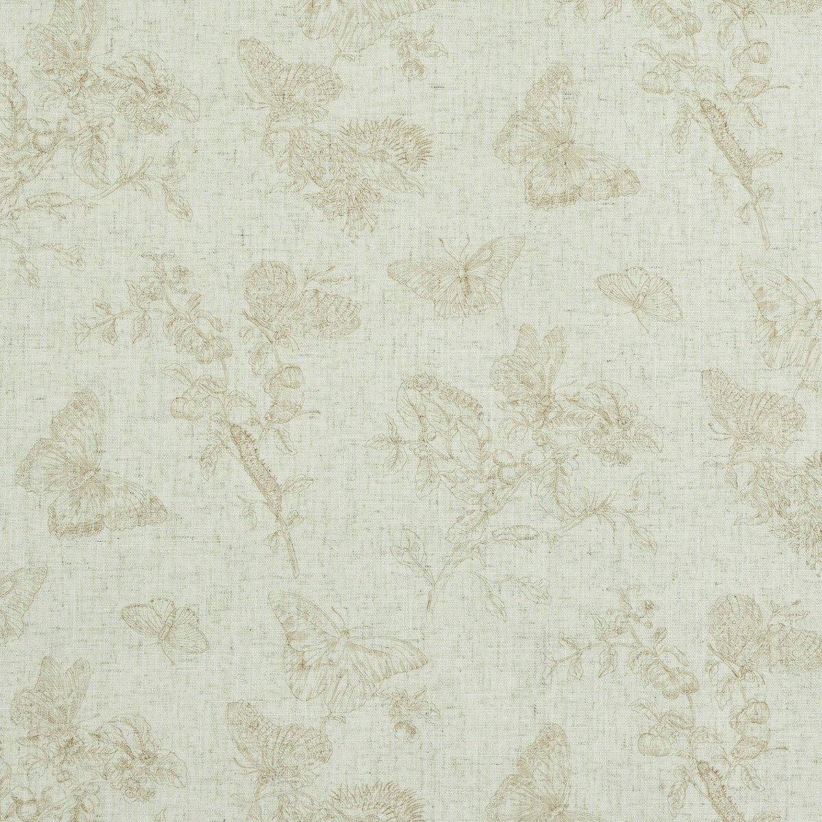 Baudin Butterfly Linen fabric in natural color - pattern number 5011832 - by Schumacher in the Perennial Favorites collection