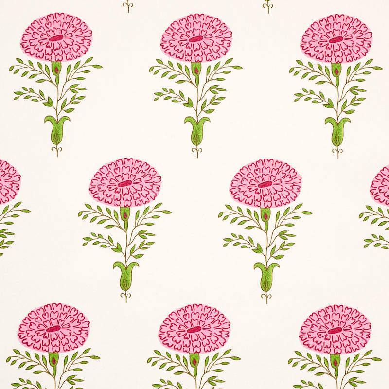 Marigold fabric in pink color - pattern number 5012070 - by Schumacher in the Molly Mahon Prints collection