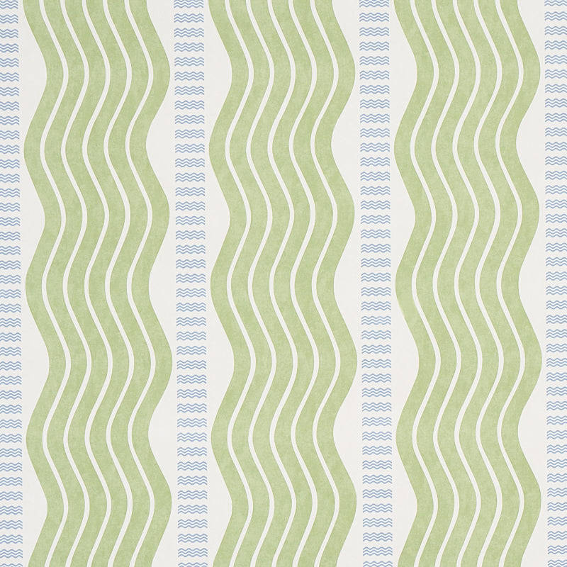 Sina Stripe wallpaper in green color - pattern number 5012120 - by Schumacher in the Copacabana collection