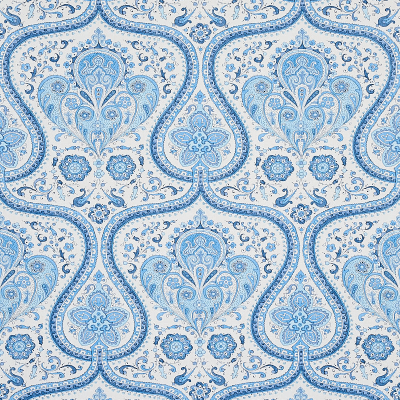 Paisley Court fabric in blue color - pattern number 5012270 - by Schumacher in the East Meets West collection