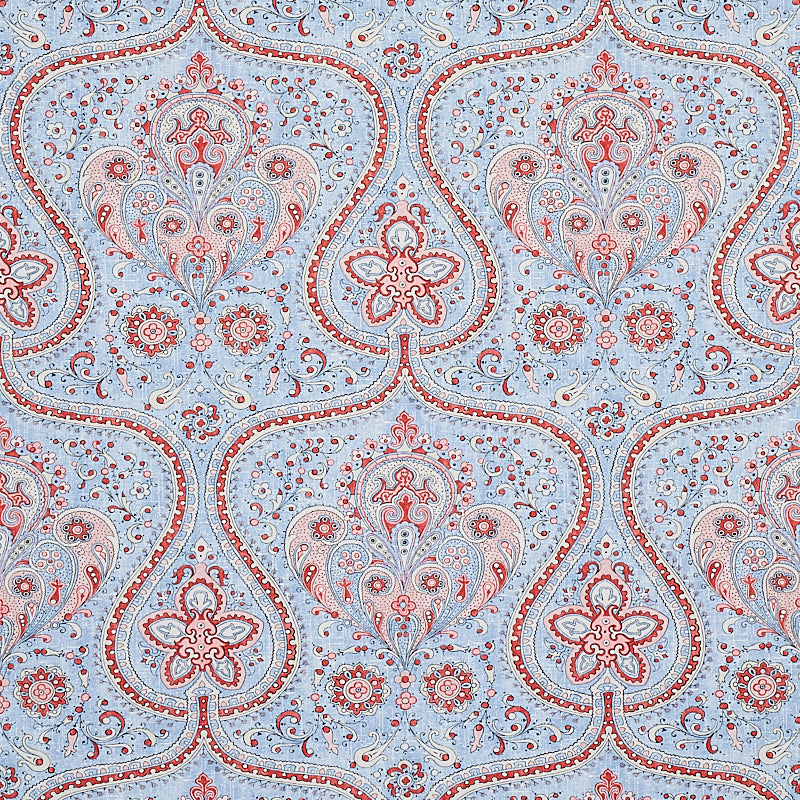 Paisley Court fabric in chambray color - pattern number 5012271 - by Schumacher in the East Meets West collection