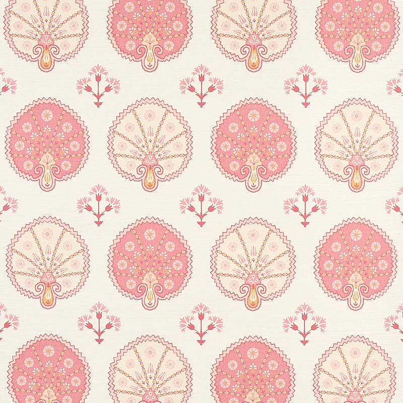Chamba Crown Sisal fabric in pink color - pattern number 5012281 - by Schumacher in the East Meets West collection