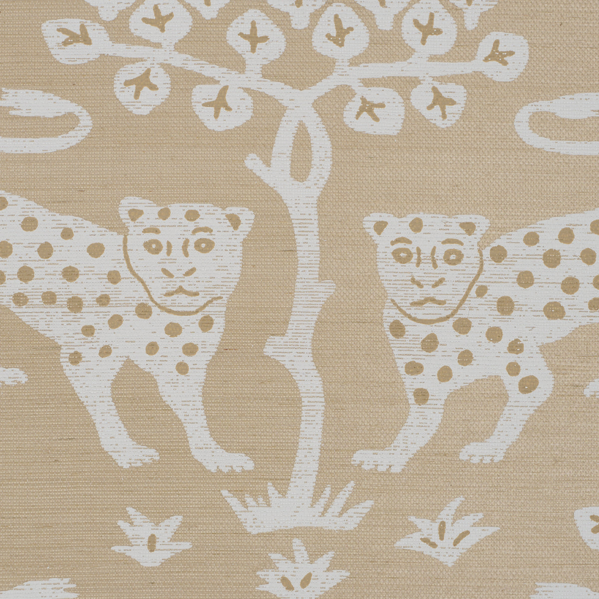 Woodland Leopard Sisal Wallpaper in beige color - pattern number 5012305 - by Schumacher in the Perennial Favorites collection