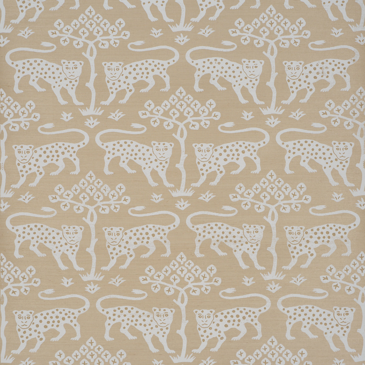 Woodland Leopard Sisal Wallpaper in beige color - pattern number 5012305 - by Schumacher in the Perennial Favorites collection