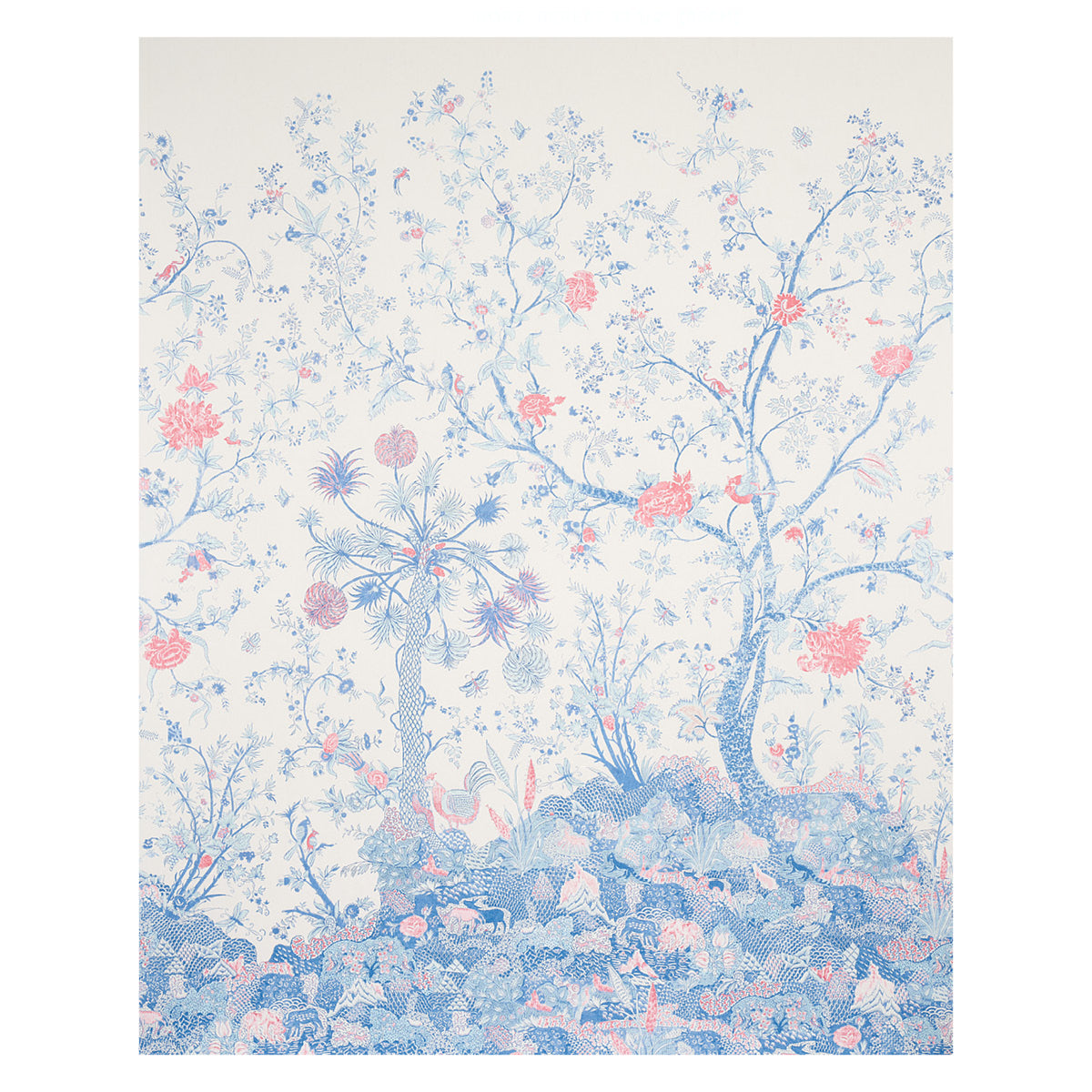 Amaltas Panel Set fabric in blue and red color - pattern number 5012330 - by Schumacher in the East Meets West collection
